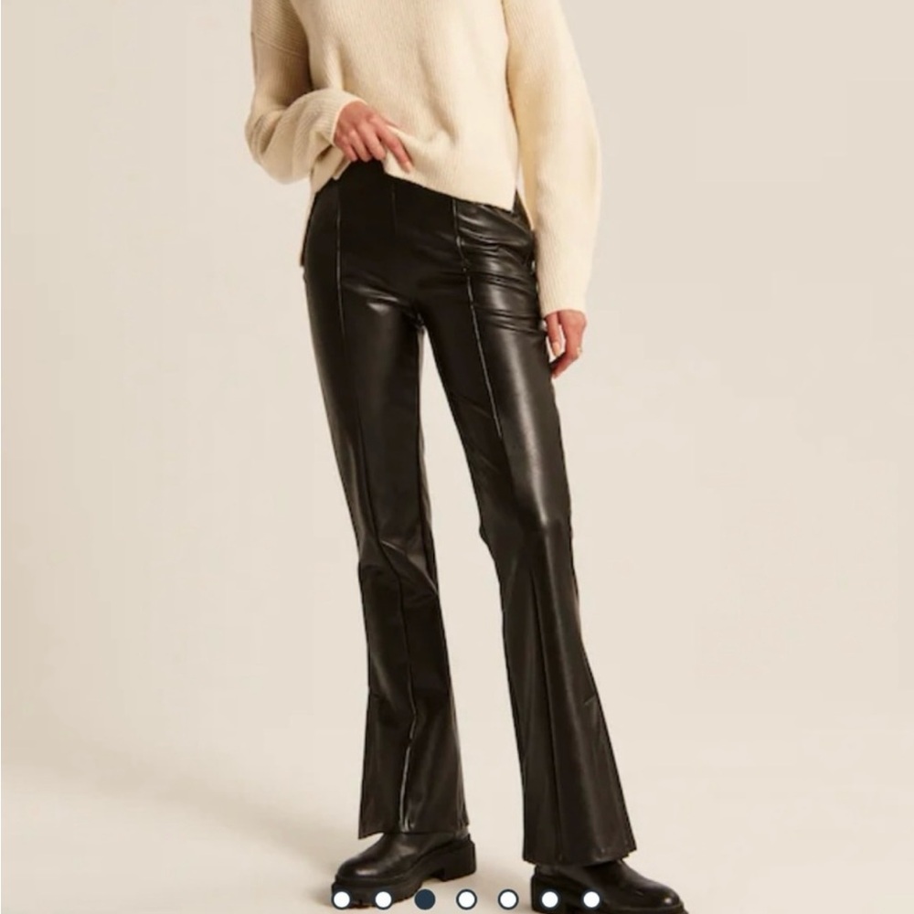 Abercrombie split-hem vegan leather slim flare pant